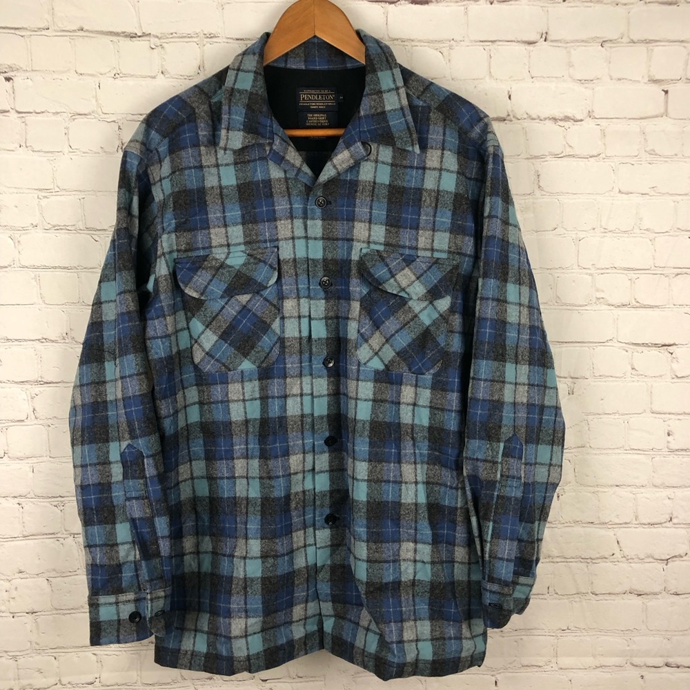 Pendleton Beach Boys Blue Wool Flannel Board Shirt Men's Sz Medium